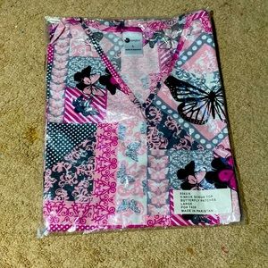 V-Neck pink scrub top